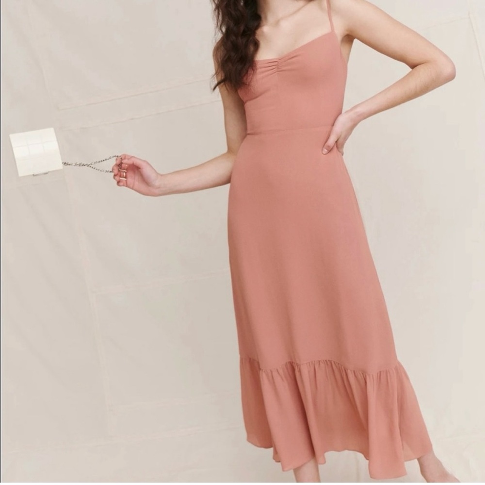 Reformation Peach Midi Dress